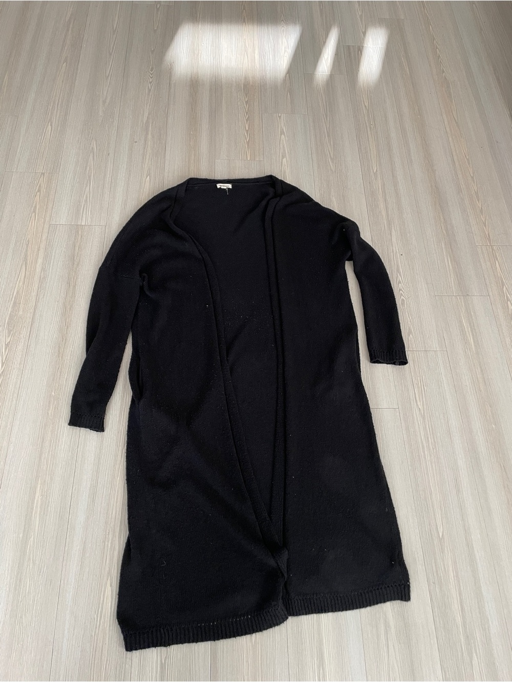silence + noise Black Long Open-Front Women's Cardigan